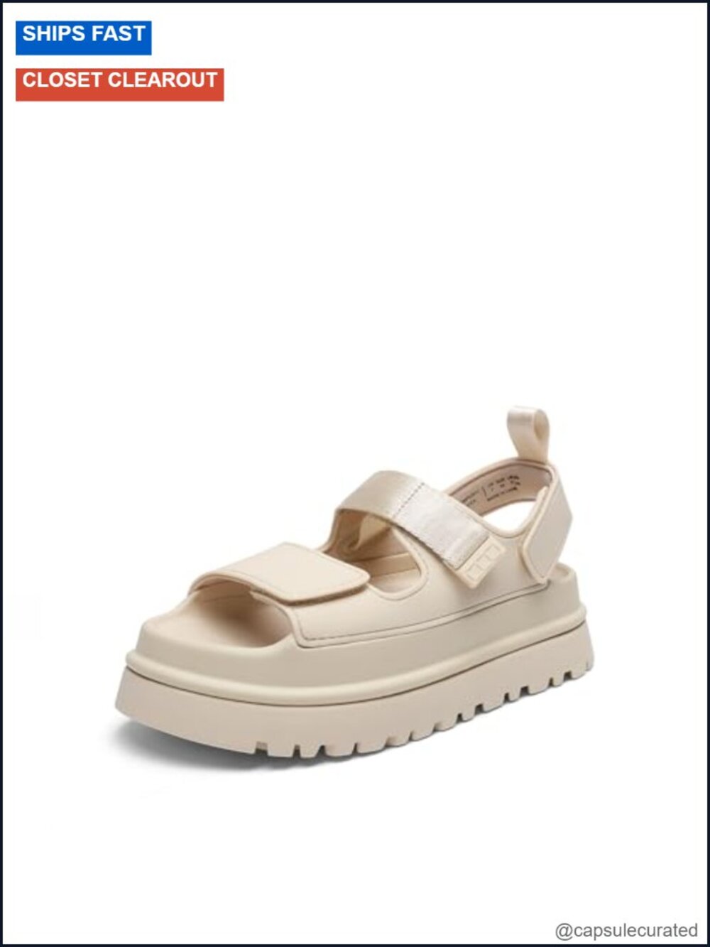 Chunky Platform Sandals for Women Hook-and-Loop Straps Slip On Summer